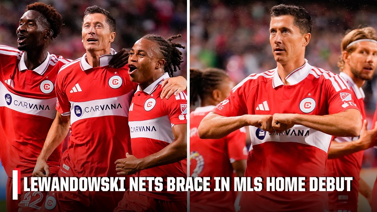 Robert Lewandowski bags a brace in his MLS home debut for Chicago Fire π€© | MLS Highlights | ESPN FC background