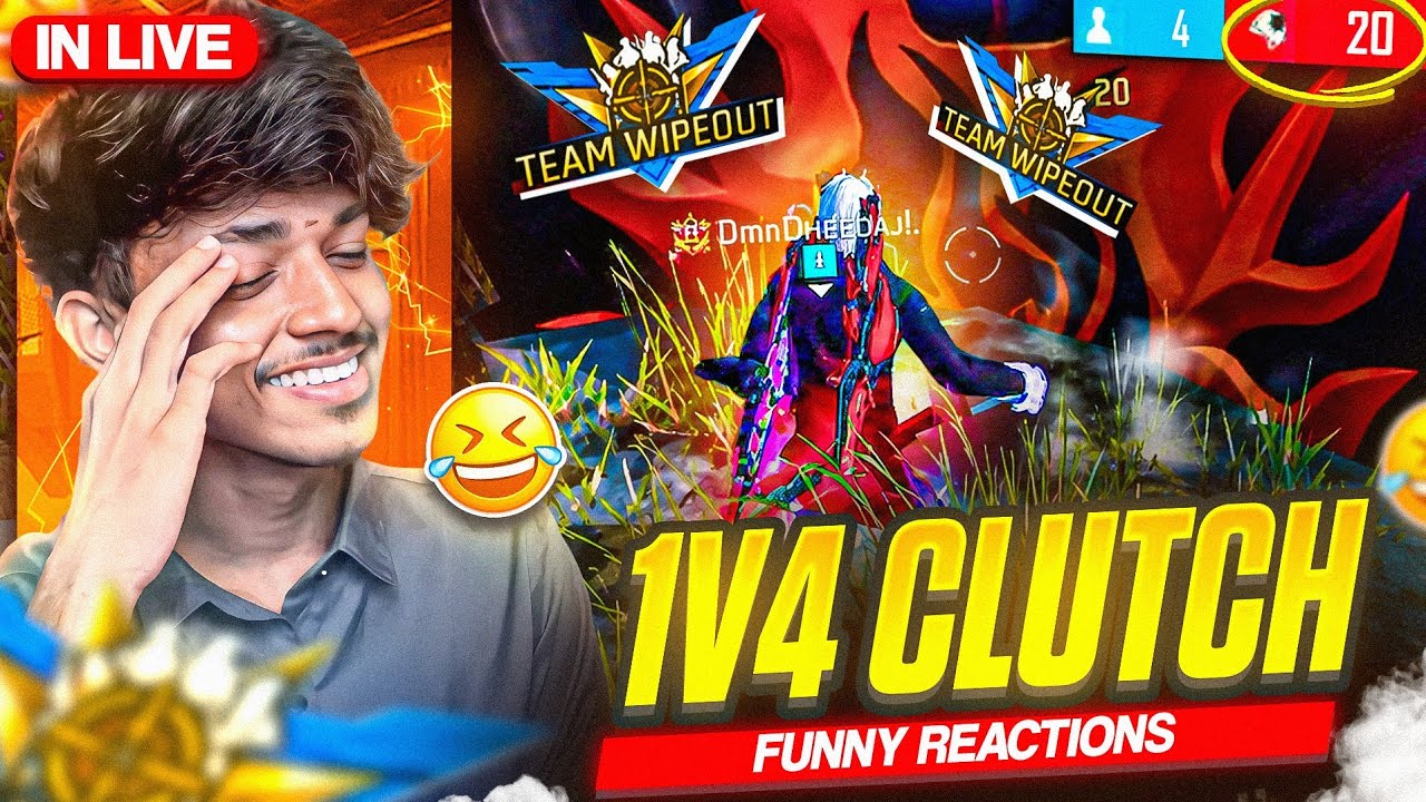 1vs4 Clutch Gameplay In Sidhu Bro Live Stream ππ₯ | Funny Reactions π | FreeFire Telugu background