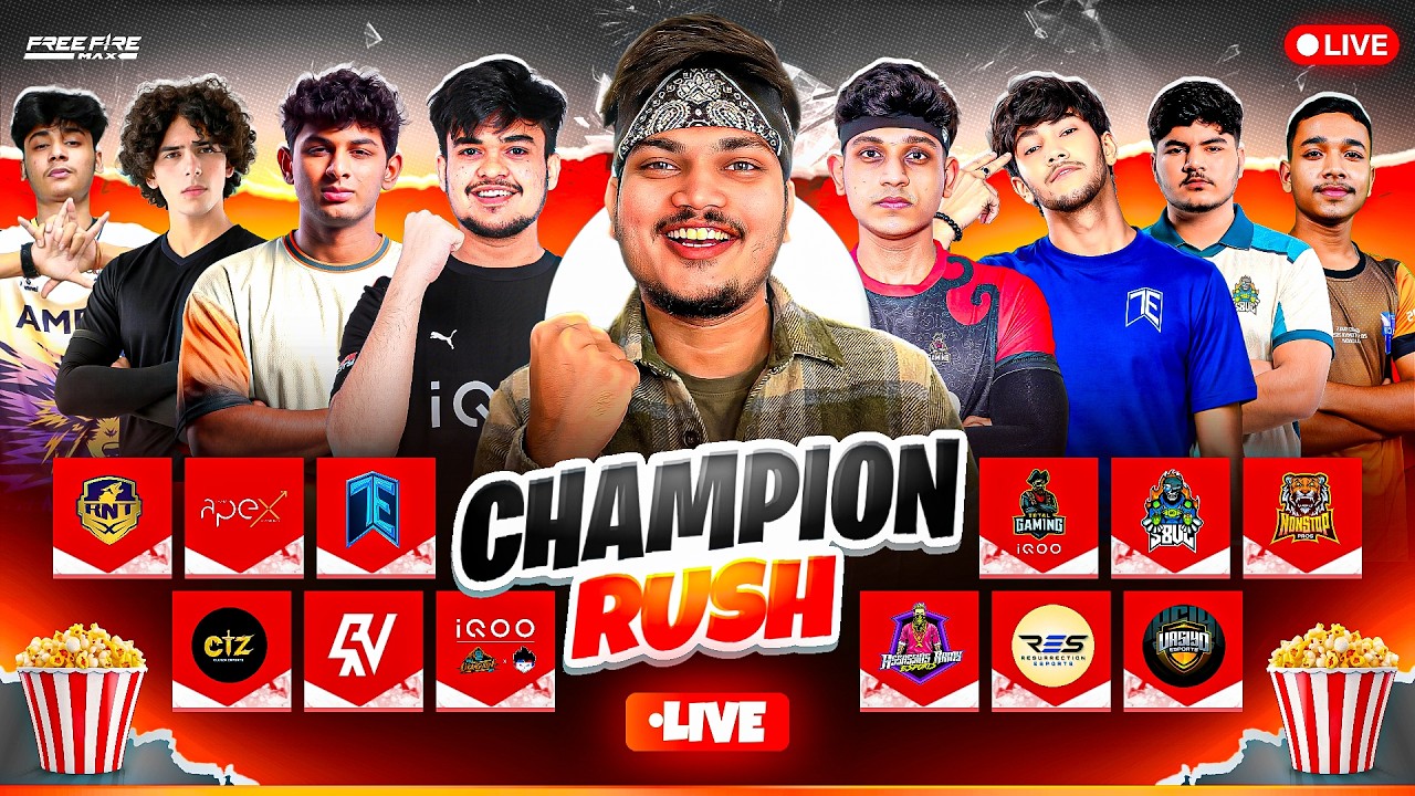 LIVEđŽ FREE FIRE TOURNAMENT TSG VS TAG VS TG VS ELITE VS S8UL CHAMPION RUSH - TSG RITIK background