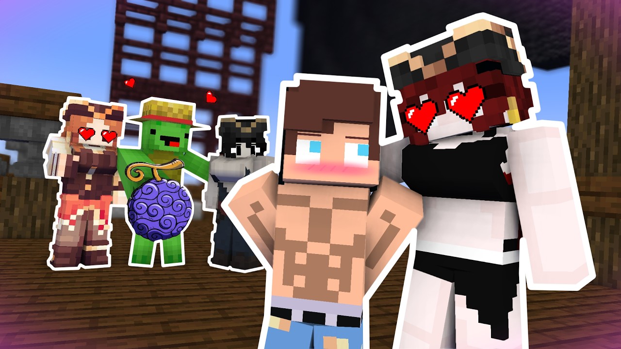 MAIZEN : JJ and Mikey ended up with Pirate Girls and found a Devil Fruit - minecraft animation background