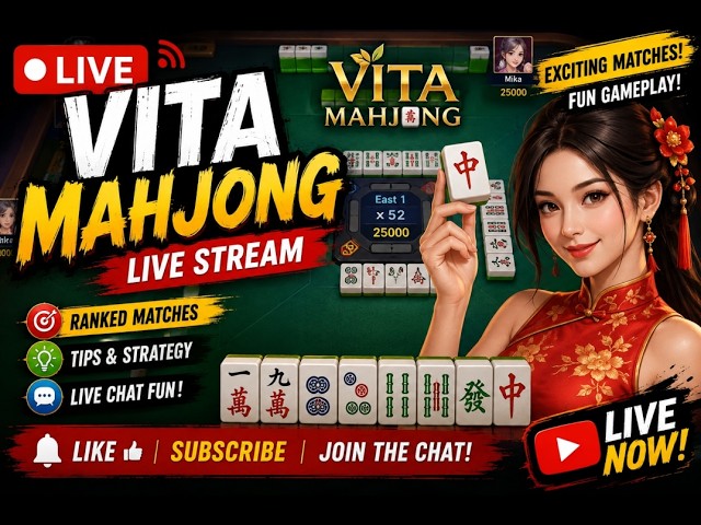 LIVE | Vita Mahjong Gameplay 🎮 | Tips & Fun! | Join the Chat background