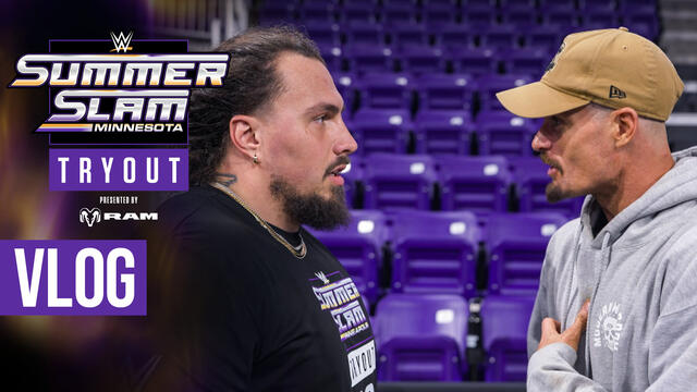 Grayson Waller gives feedback at WWE Tryout: SummerSlam Vlog background