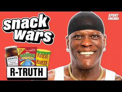 WWE Superstar R-Truth Tries UK vs US Food | Snack Wars background