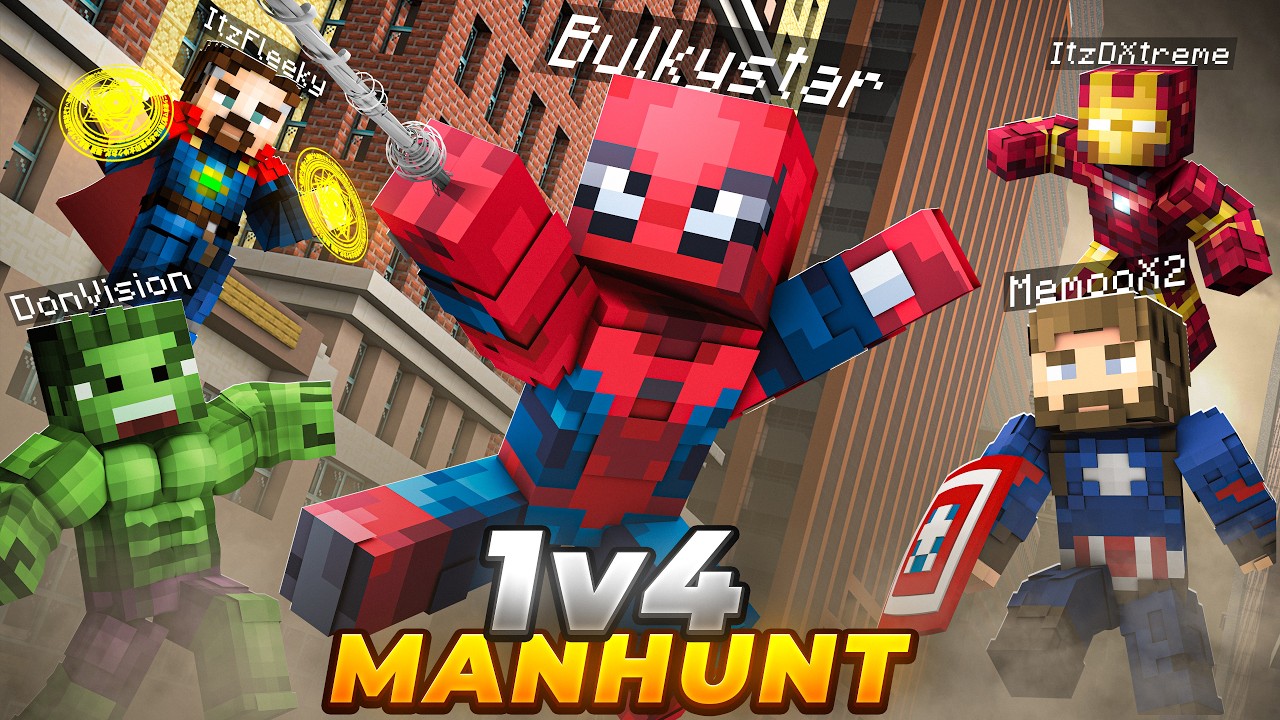 Minecraft Manhunt (1V4) But I Secretly Became SPIDERMAN... background