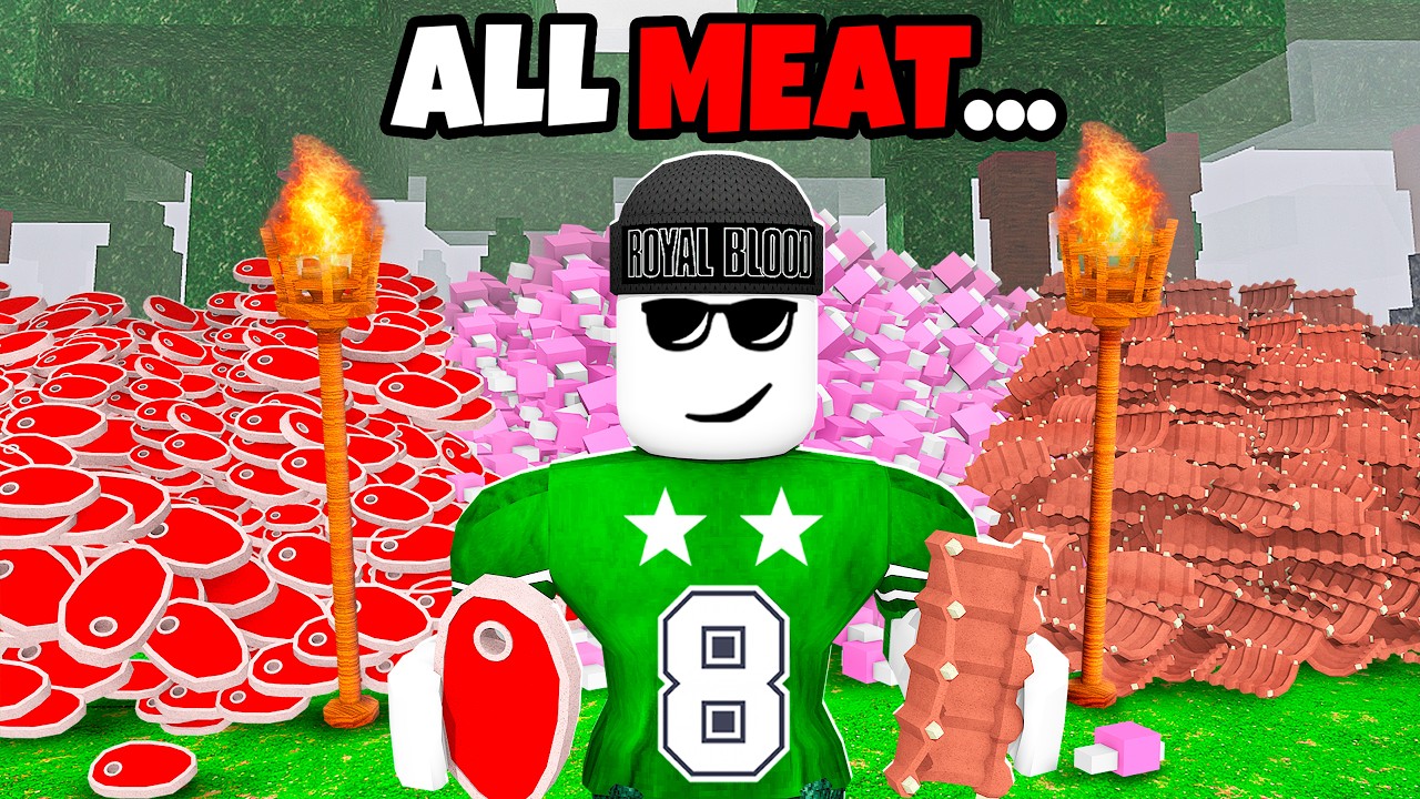 Surviving 99 Nights In The Forest With ONLY MEAT! background