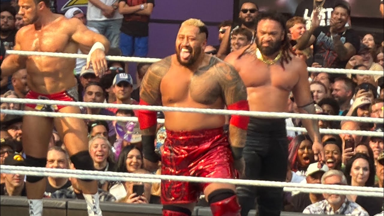 Team Bloodline vs LA Knight Solo Sikoa & Royce Keys Full Match | WWE SummerSlam 2026 background
