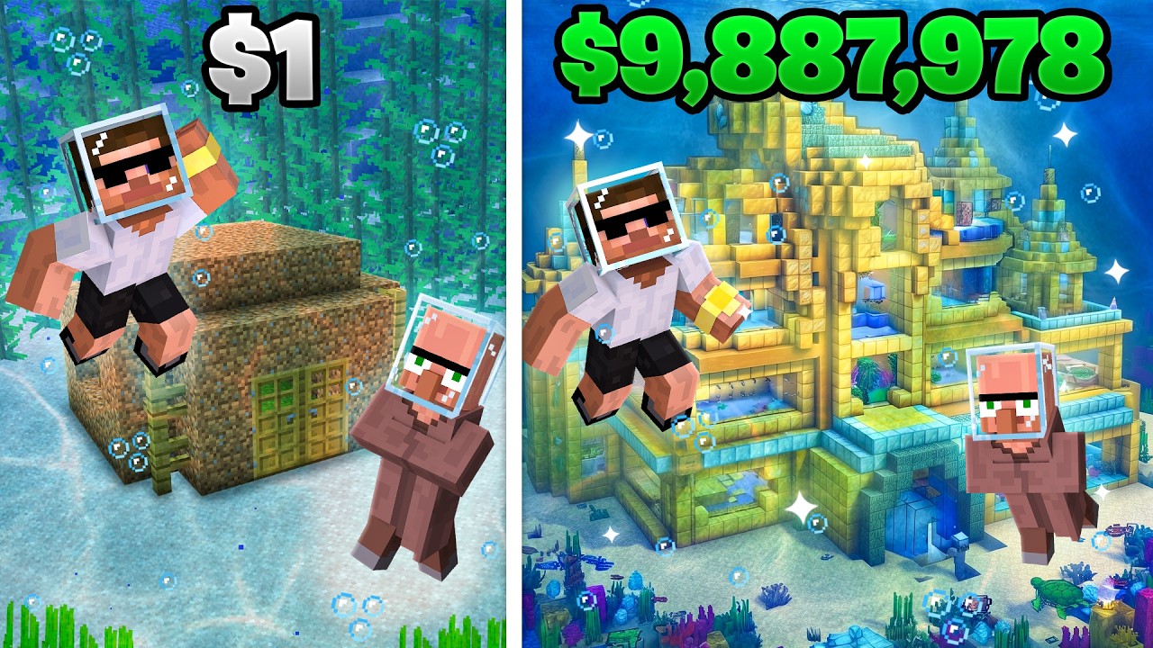 From $1 to $9,8887,978 Underwater Base in Minecraft.. background