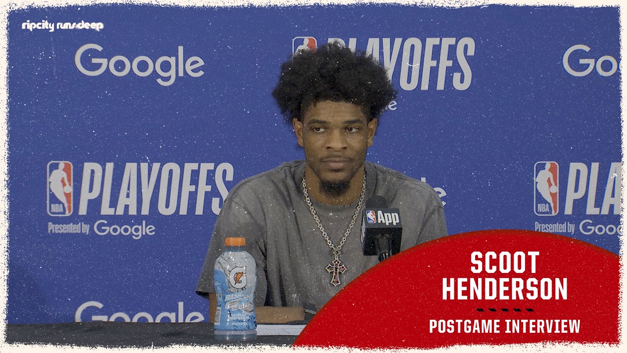 Scoot Henderson Talks His First Playoff Game vs Spurs | Portland Trail Blazers | April 19, 2026 background