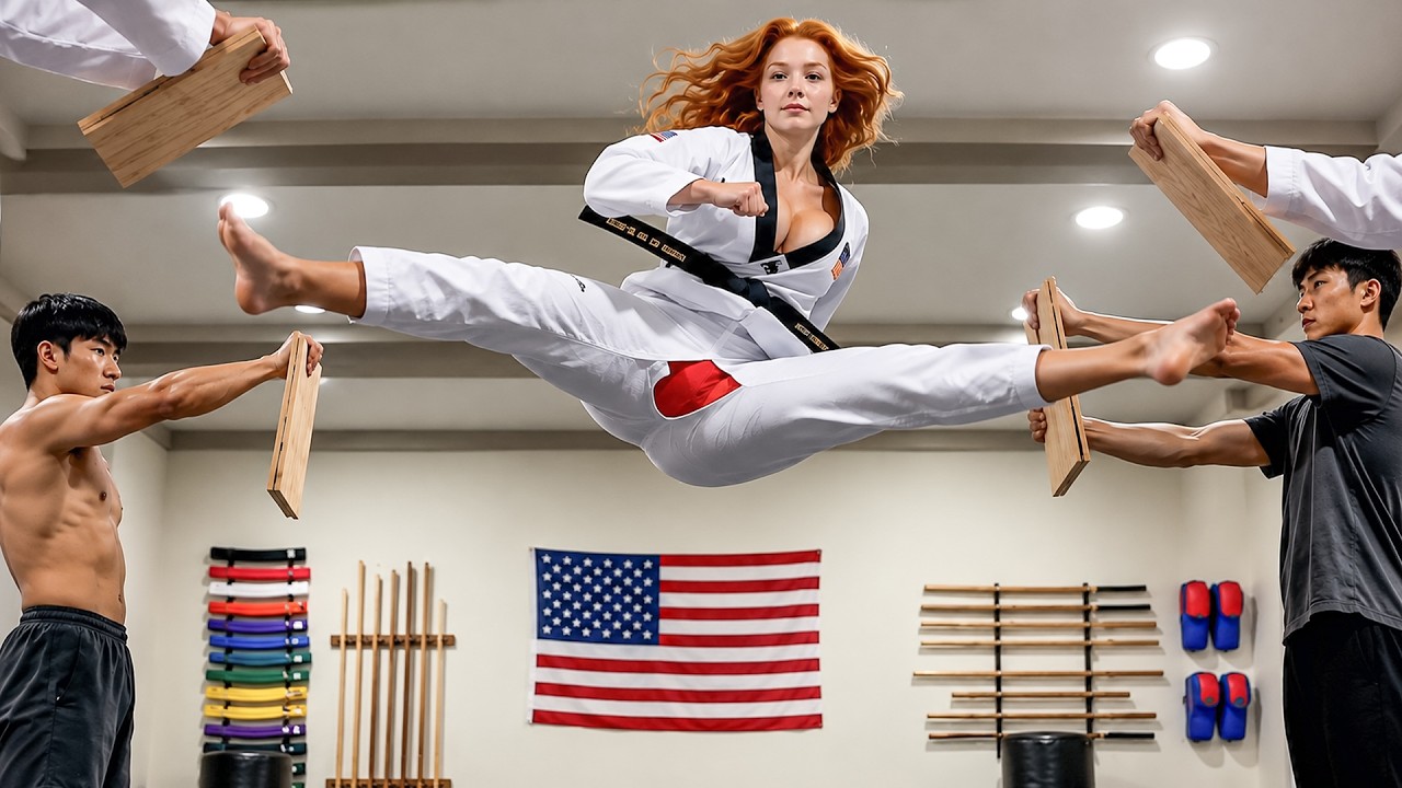 The Most Insane Split Kickš„Karate Kickš¤ÆThis Martial Arts Skillš„INSANE Flying Split Kick background