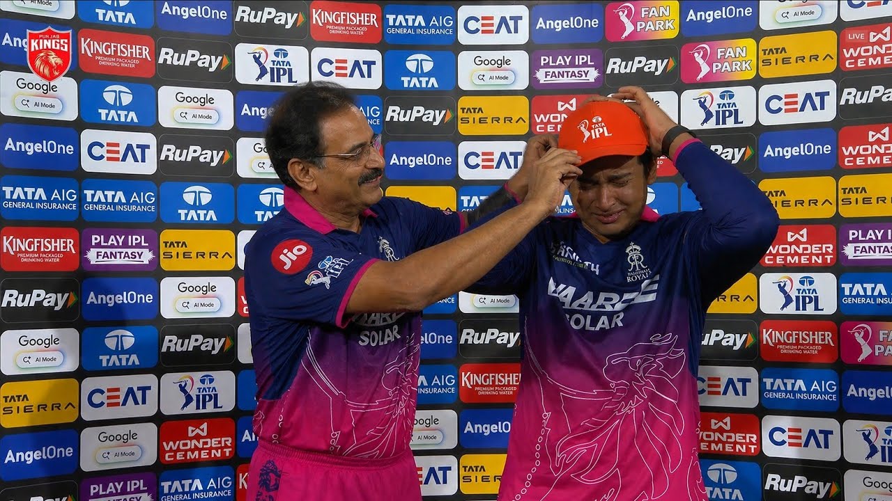 Vaibhav Suryavanshi Crying When His Father Gave Him Orange Cap After RR vs PBKS Match background
