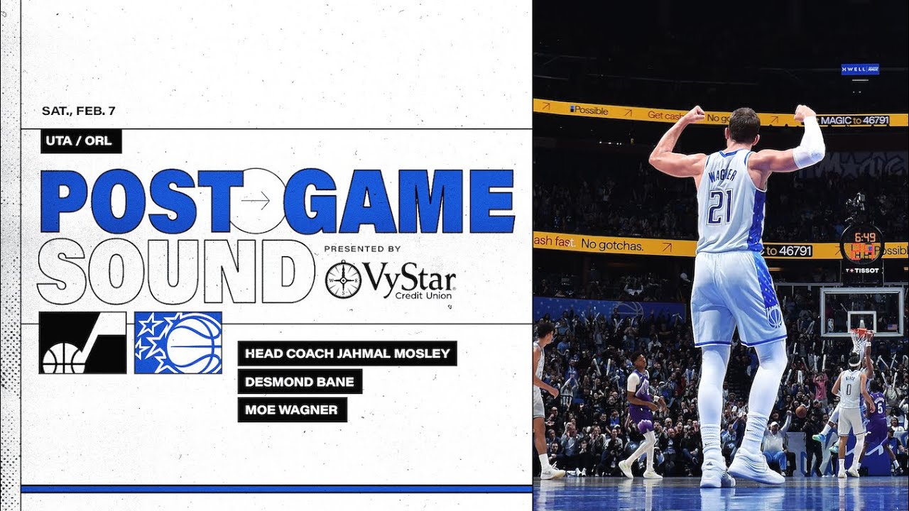 POSTGAME SOUND: UTAH JAZZ VS. ORLANDO MAGIC | COACH MOSE, DESMOND BANE & MORITZ WAGNER background