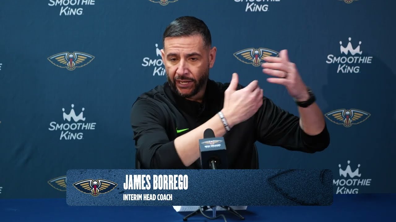 James Borrego recaps team win, Dejounte Murray | Pelicans-Raptors Postgame Interview 3/11/26 background