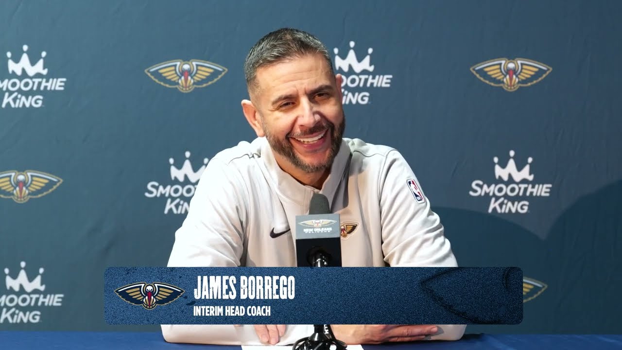 James Borrego on win, Jordan Poole, DeAndre Jordan | Pelicans-76ers Postgame Interview 2/21/2026 background