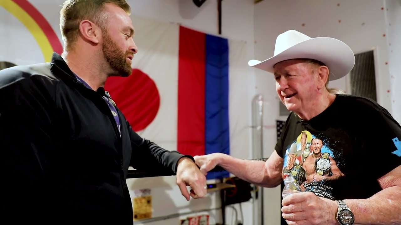 Nick Aldis Visits Dory Funk Jr (1941-2026) background