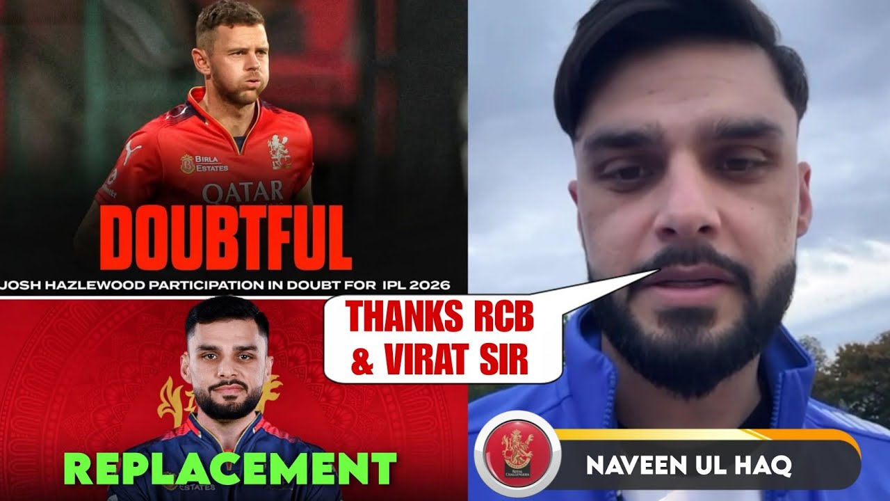 IPL 2026 - Josh Hazlewood Replacement Announced By RCB | J Hazlewood Replacement 2026 background