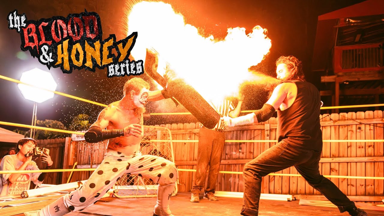 BLOOD AND HONEY 9 FULL SHOW (EXTREME WRESTLING IN ATL) background