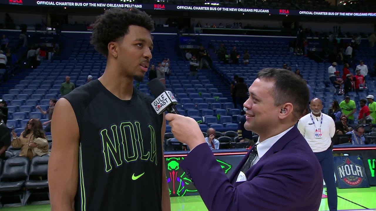 Trey Murphy III on Dejounte Murray, Brandon Ingram | On-court Postgame Interview vs. Raptors 3/11/26 background