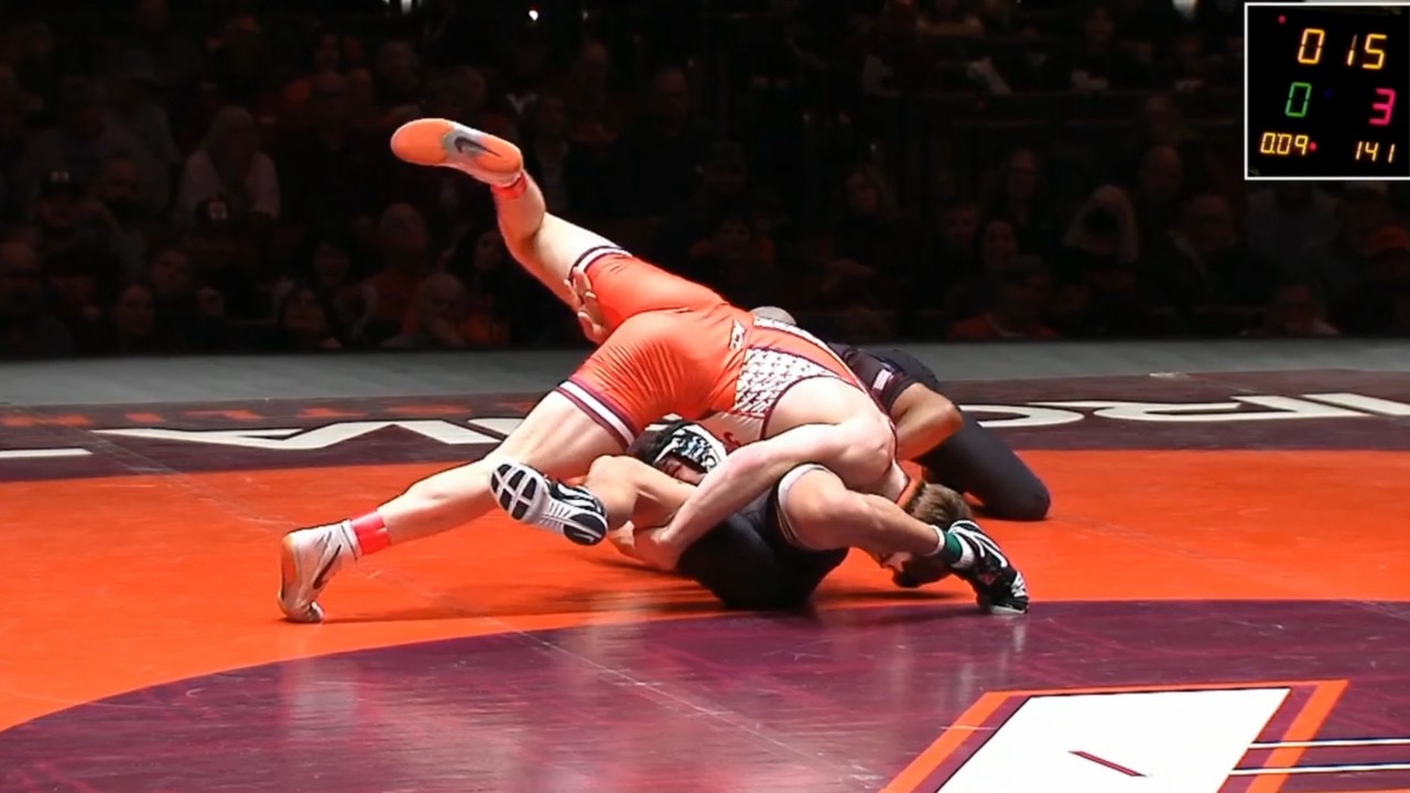 141lbs Drew Gorman (Virginia Tech) vs Aldo Hernandez (App State) background