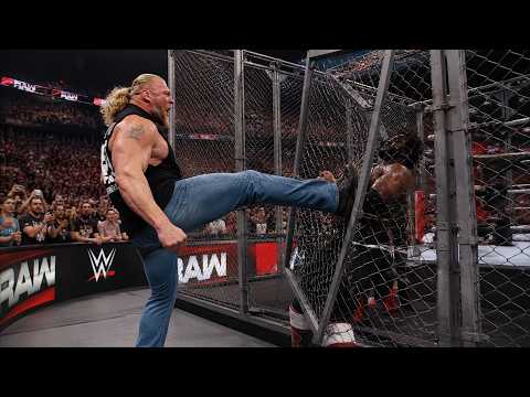 Brock Lesnar destroyed Steel Cage and attack Oba Femi WWE The Beast Brock Lesnar vs Oba Femi background
