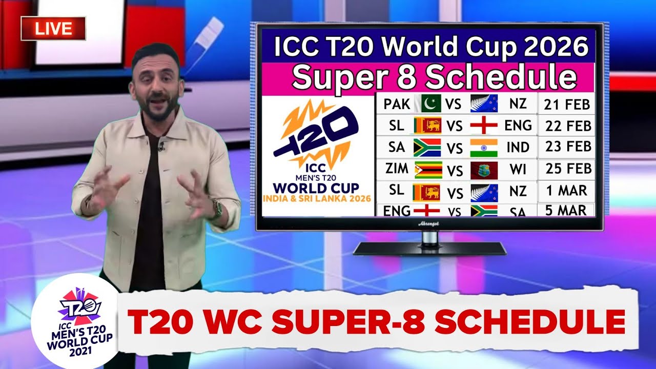 T20 World Cup 2026 Super 8 Schedule - Super 8 Schedule T20 World Cup 2026 | T20 WC 2026 Super 8