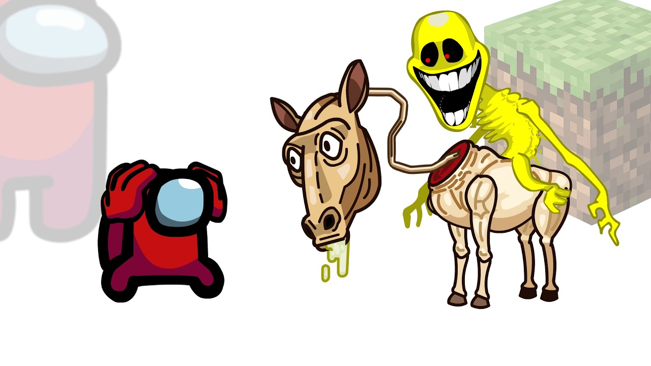 Mini Crewmate Kills Minecraft The Long Horse... | Among Us background