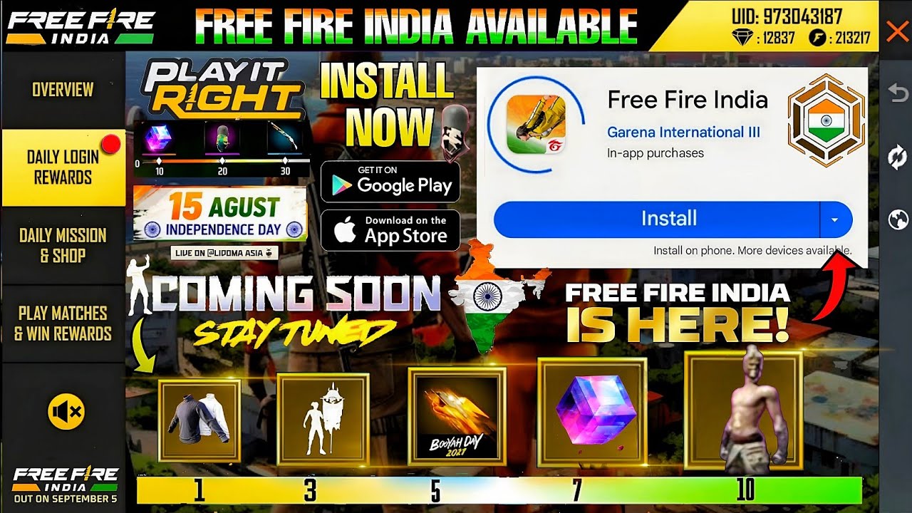 Free Fire India Coming Soon | New 15 August Upcoming Events Update New Event update Free Fire ff max background