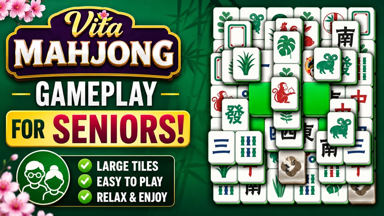 Vita Mahjong Gameplay for Seniors | A Calm Puzzle Experience background