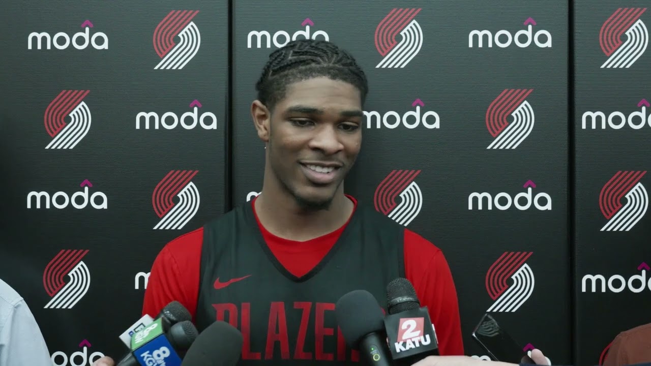Scoot Henderson Media Availability | Summer League | Portland Trail Blazers background