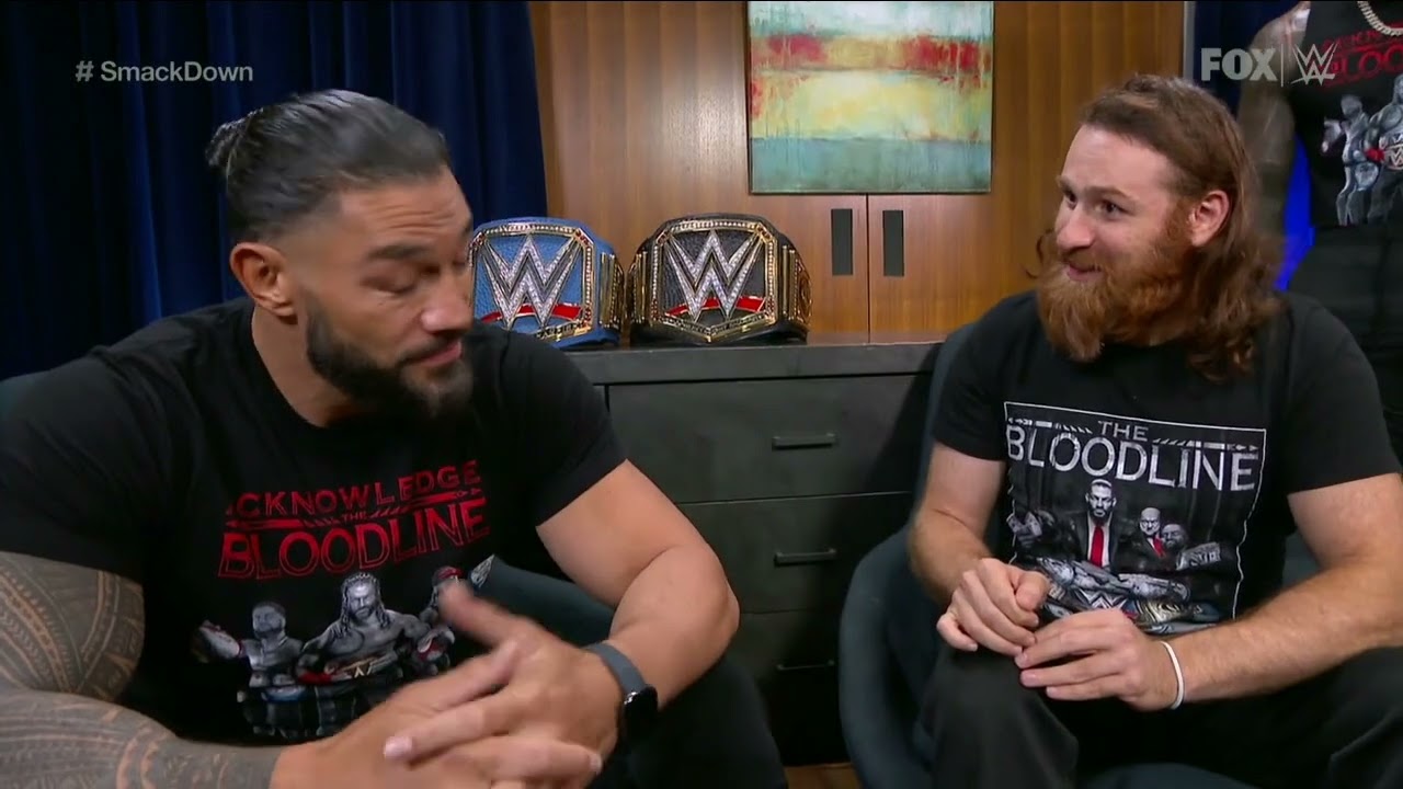 Roman Reigns & Sami Zayn Backstage Segment - WWE Smackdown 8/26/22 background