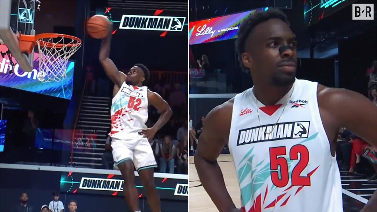 53" Vertical World Record Holder Poses Mid-Dunk | Dunkman