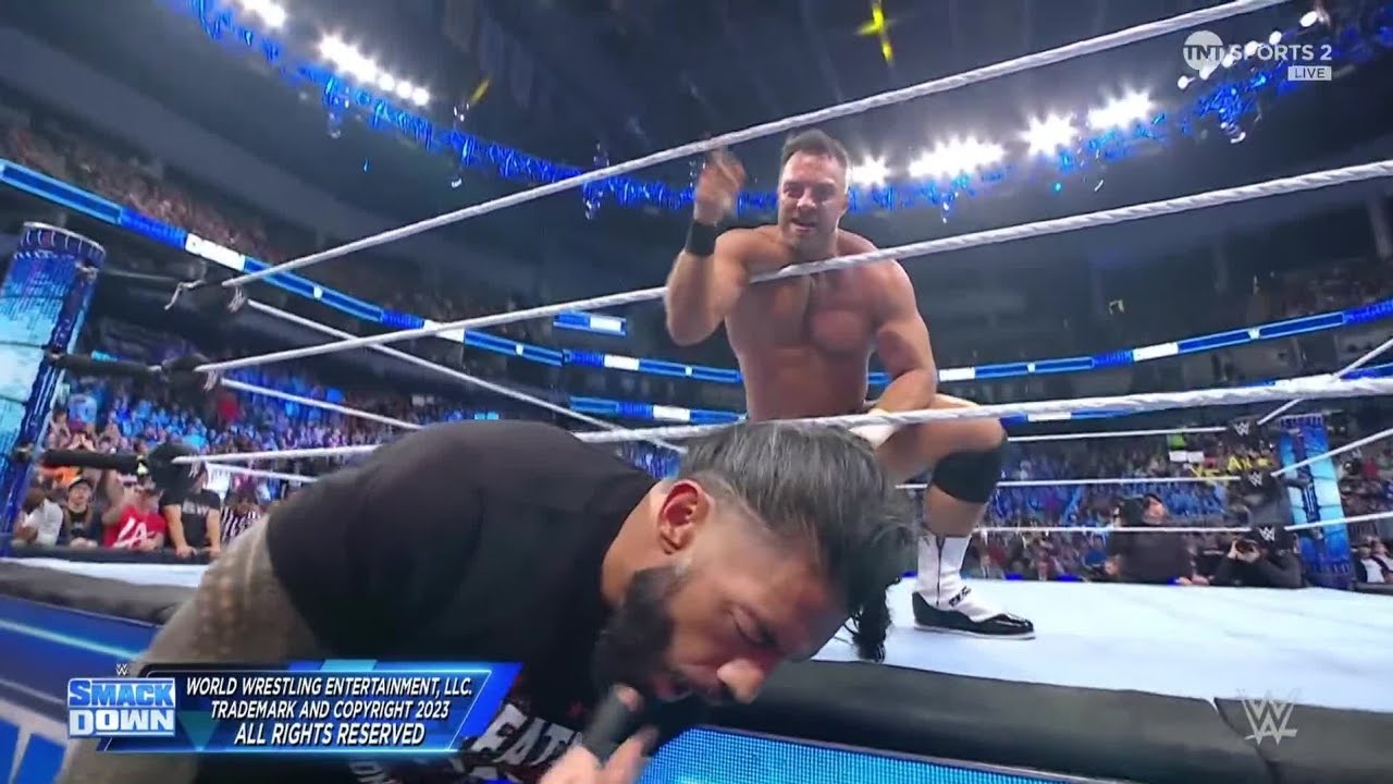 LA Knight BFT's Roman Reigns After Defeating Jimmy Uso – WWE Smackdown 10/27/23 (Full Match) background
