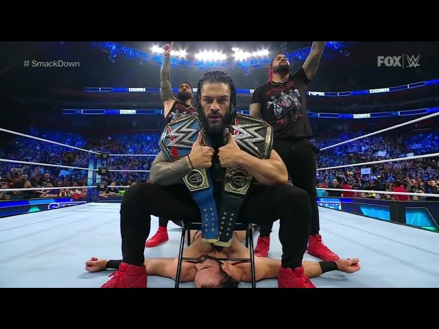 Roman Reigns The Usos & Sami Zayn Destroy Drew McIntyre - WWE Smackdown 8/26/22 (Full Segment) background