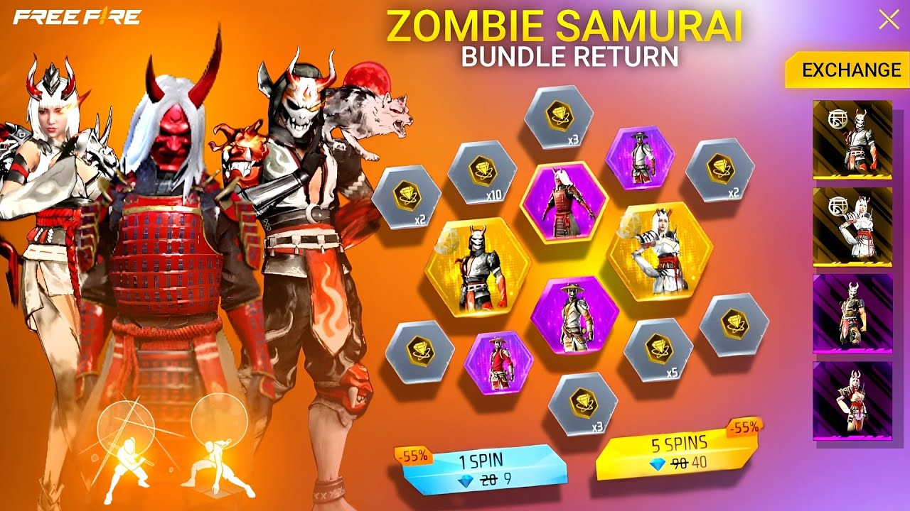 Zombie Samurai Bundle Return 💥 Bloodmoon Event🤯🥳| Free Fire New Event l Ff New Even background