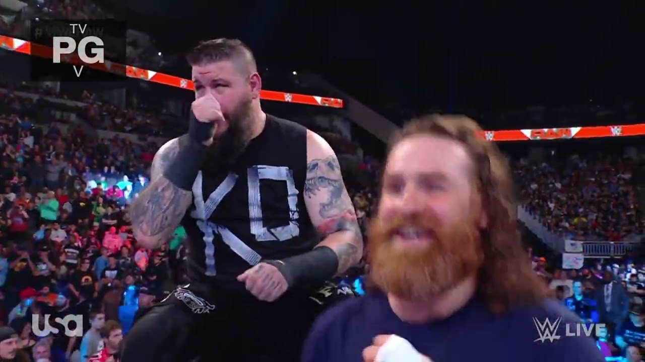 Cody Rhodes & Jey Uso vs. Kevin Owens & Sami Zayn Entrance – WWE Raw 10/9/23 background