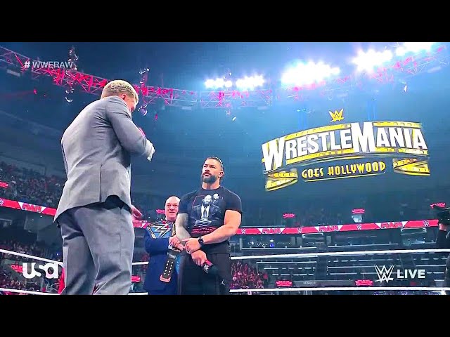 Roman Reigns and Cody Rhodes exchange heated war of words on Road to WrestleMania — WWE Raw 3/20/23 background