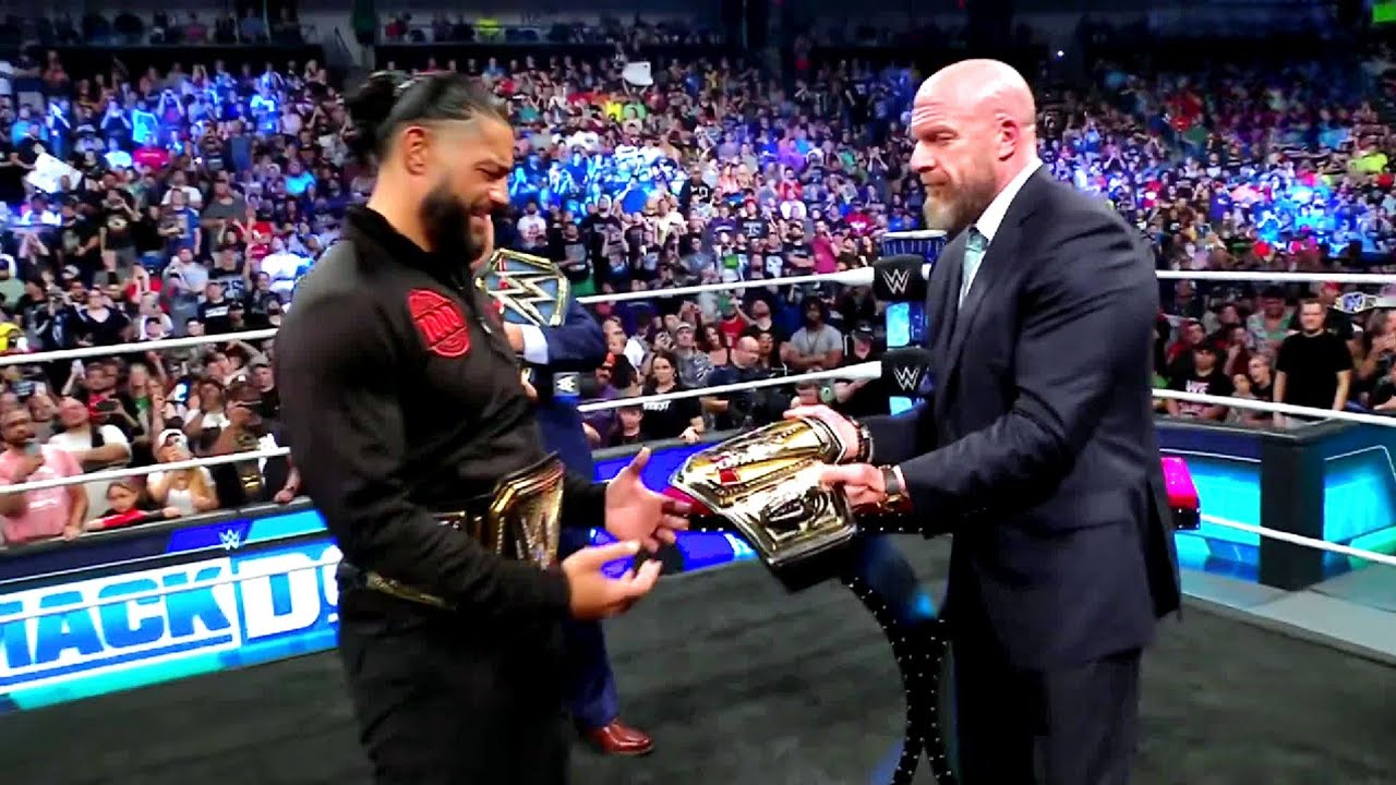Triple H presents Roman Reigns with a new Undisputed WWE Universal Title: WWE SmackDown 6/2/23 background