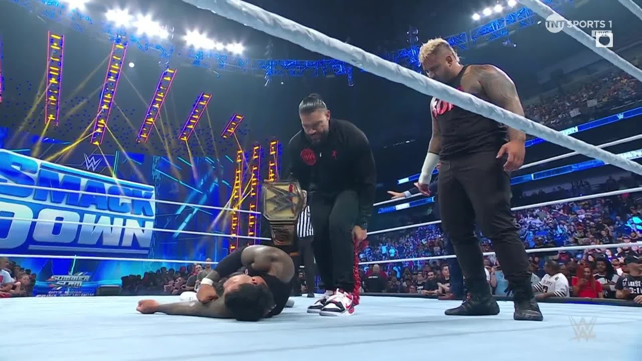 Roman Reigns & Solo Sikoa Attack Jey Uso – WWE Smackdown 7/28/23 (Full Segment) background