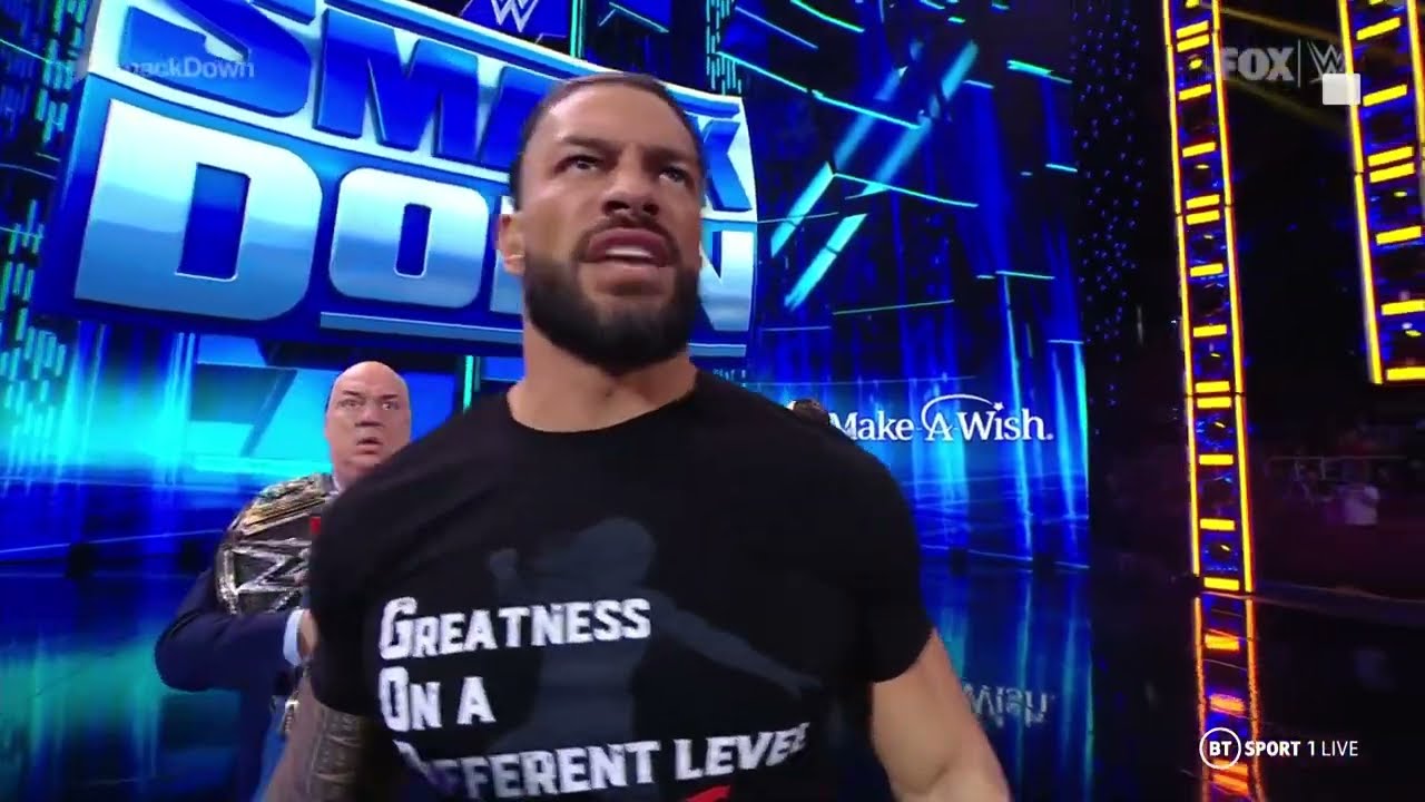Roman Reigns- Invades Contract signing With Rk Bro- Drew Mcntyre Steps up To Face Roman Reigns 2022 background