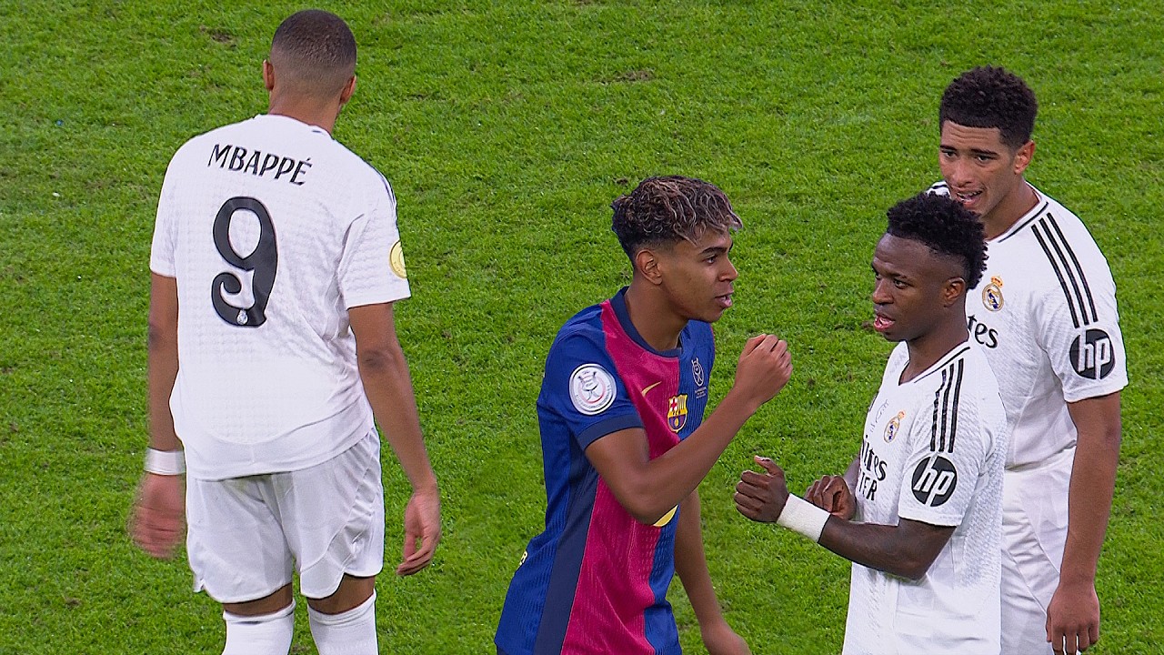 Lamine Yamal Showing His Class vs Mbappé, Vinicius & Bellingham background