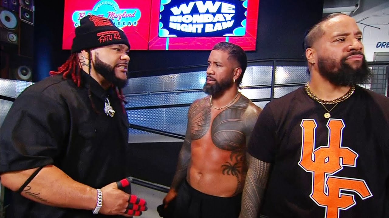 Jacob Fatu confronts Jey and Jimmy Uso "I did it the OTC way." WWE RAW 15 June 2026 HD background