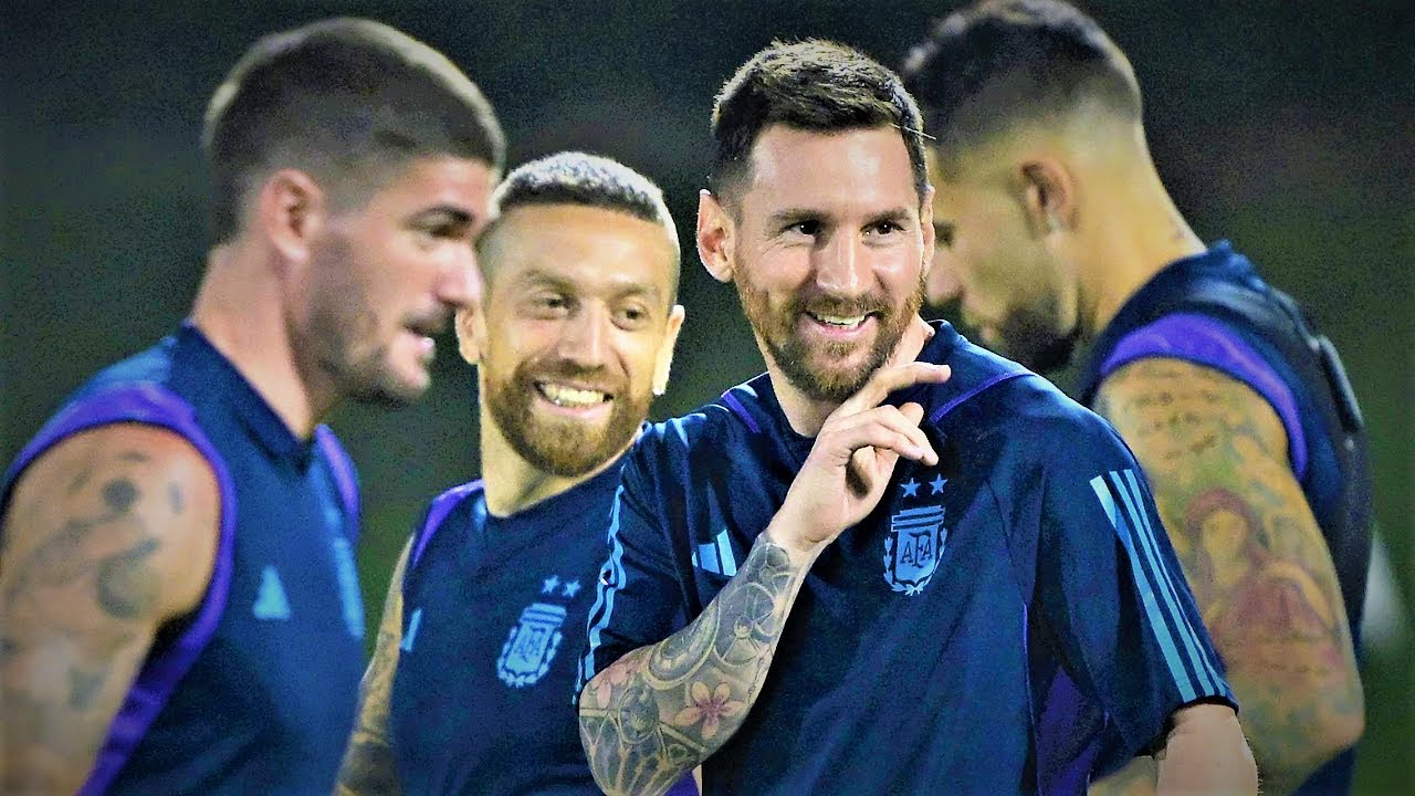 Lionel Messi Trains Before The World Cup Final Against France background