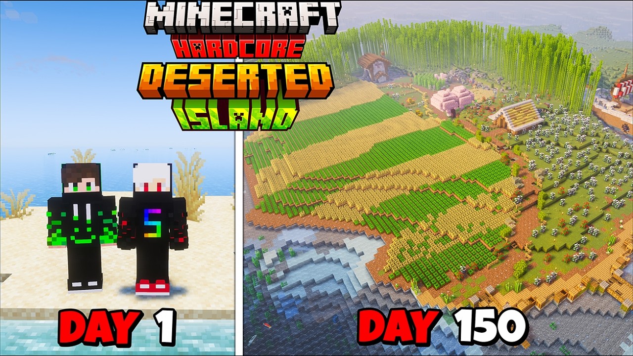 We Survived 150 Days On a Deserted Island In Minecraft Hardcore !