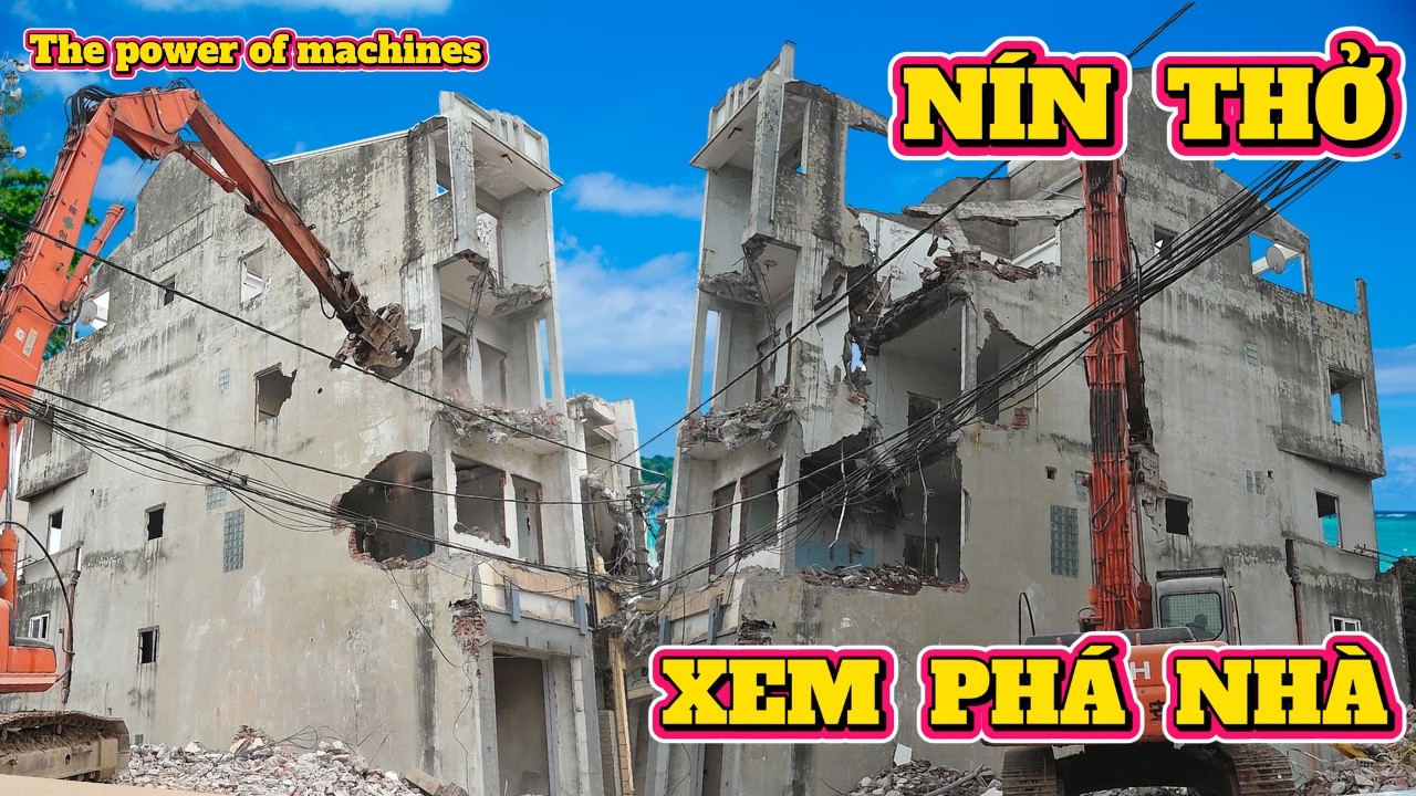 Kịch tính đến phút cuối khi phá dỡ ngôi nhà 4 tầng xây năm 2007,Demolish the sturdy houses. background