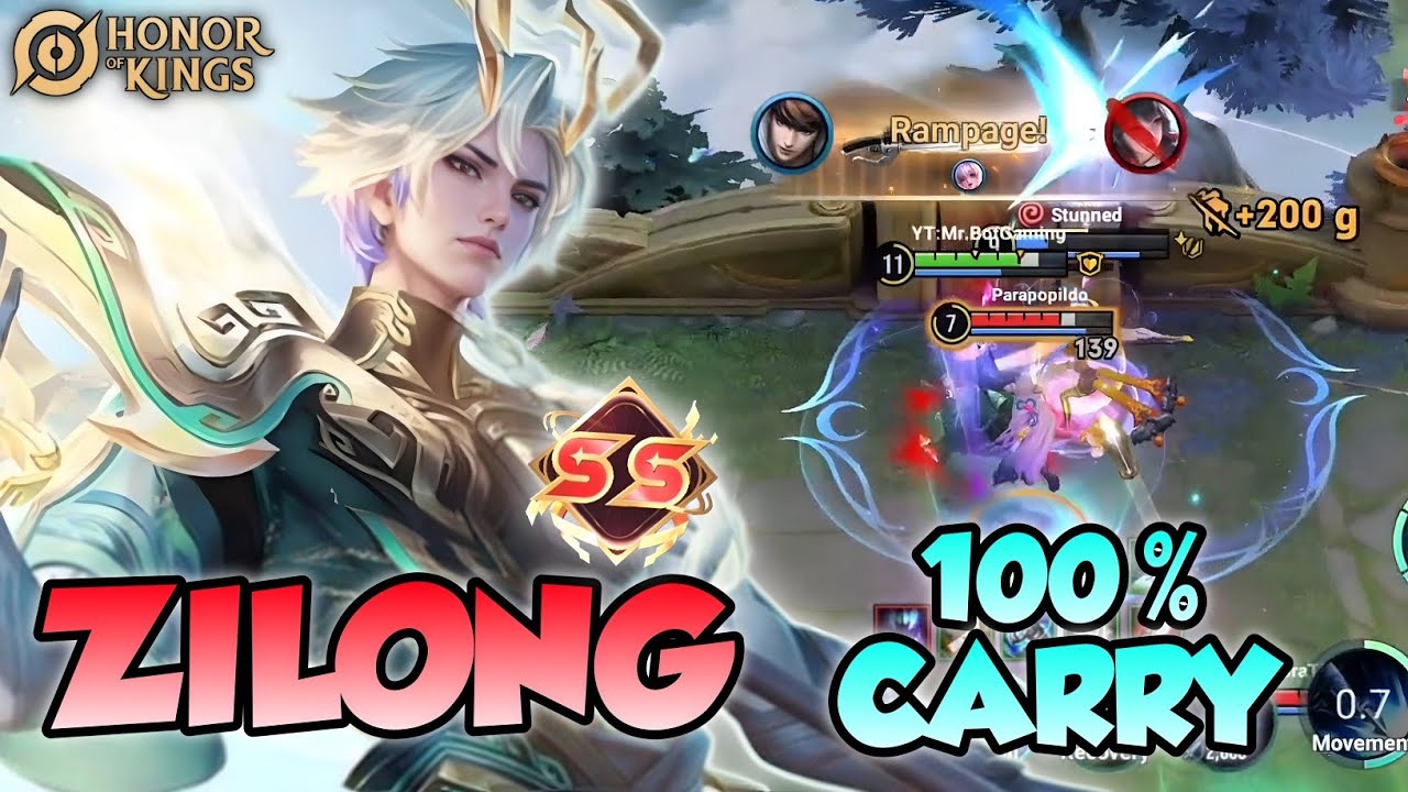 100% Carry with Zilong! Insane Solo Rank Gameplay - Honor Of Kings