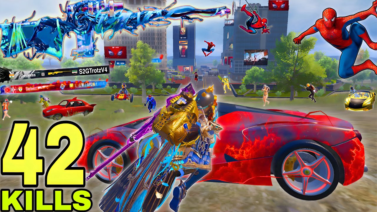 42 Kills😱 MY BEST SPIDERMAN AGGRESSIVE RUSH GAMEPLAY w/ SILVANUS X-Suit🔥 Pubg Mobile background