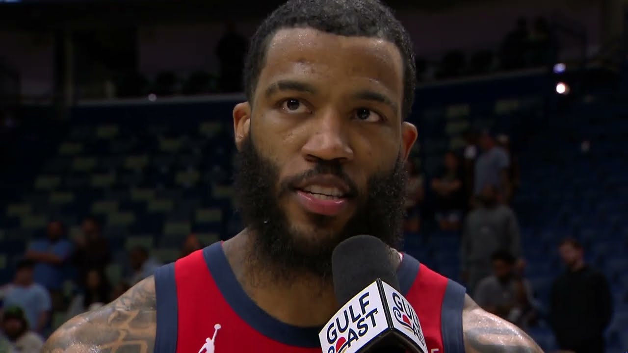 Saddiq Bey walk-off interview after Pelicans Win vs. LA Clippers 3/19/26 background