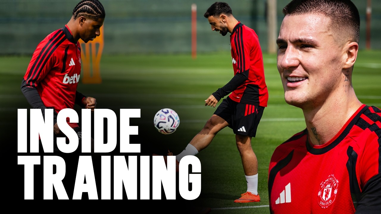 Fernandes, Rashford and Mainoo | Teqball and Drills | Inside Training background