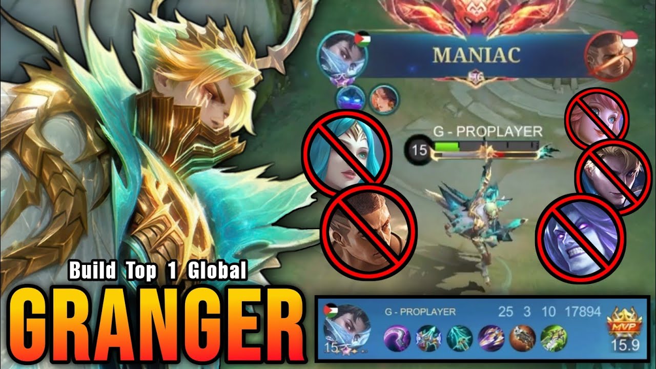 25 Kills + MANIAC!! Deadly Marksman Granger MVP 15.9 Points!! - Build Top 1 Global Granger ~ MLBB background
