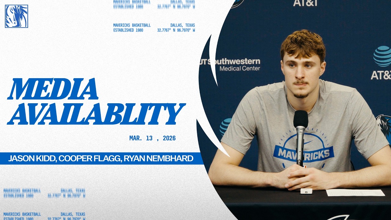 Jason Kidd, Cooper Flagg, & Ryan Nembhard | Post-Game Media Availability vs CLE | 3/13/26 background