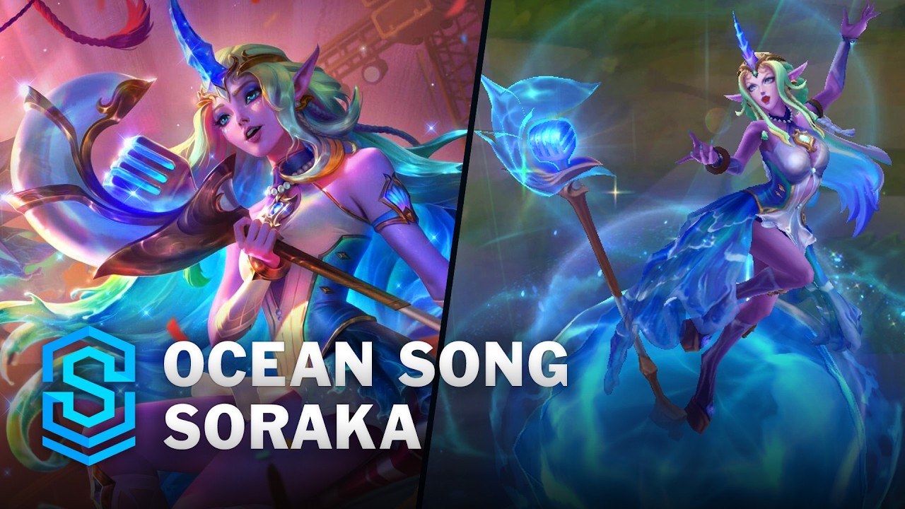 Ocean Song Soraka Skin Spotlight - Pre-Release - PBE Preview - League of Legends background